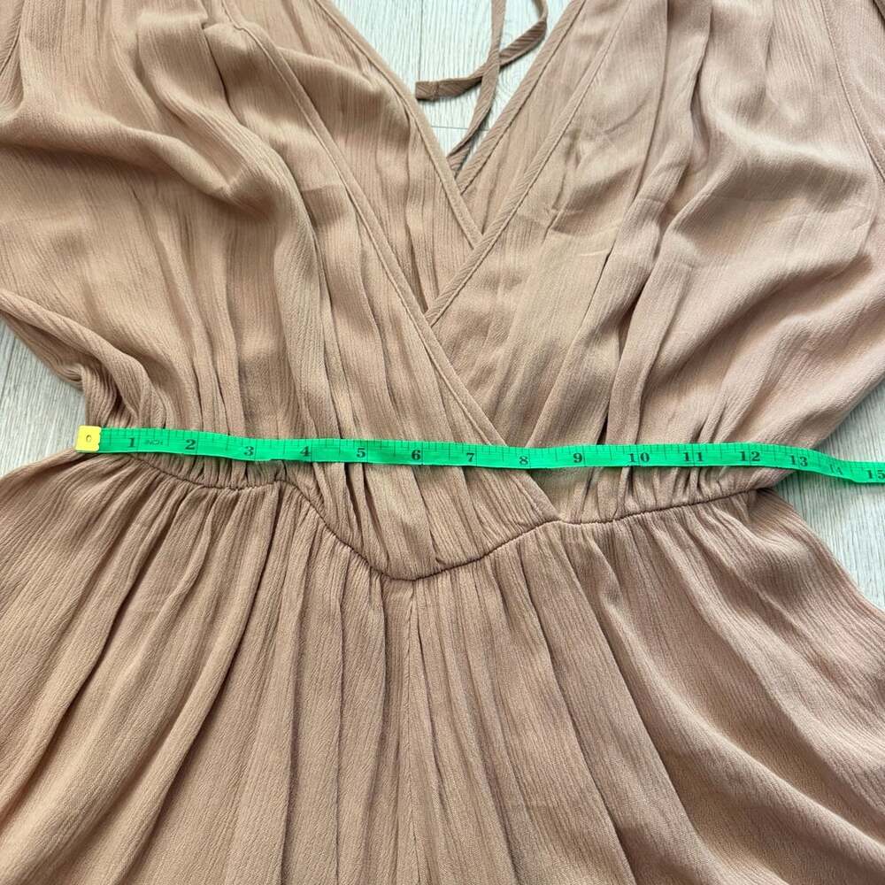 Zenana Peach Woven Crinkle Draped Surplice V-Neck Romper Size L - Picture 4 of 7